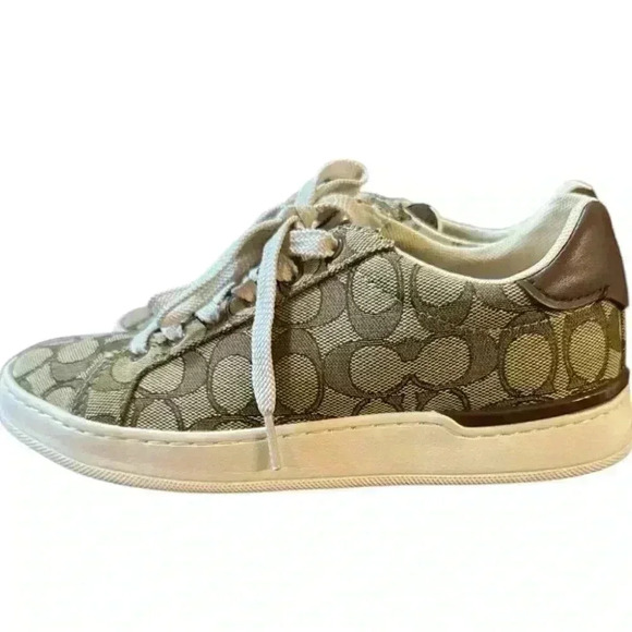 COACH Clip Skateboard Shoes Women's Low-Top Khaki - Picture 3 of 5